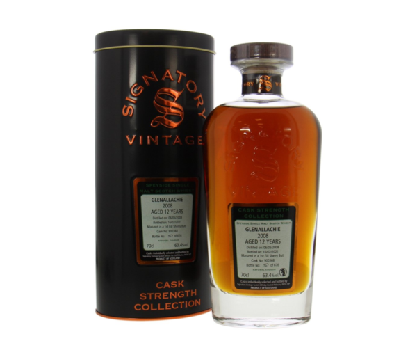 Glenallachie 12 yo (2008/2021), Signatory Vintage – Cask Strength Collection (#900368), 63.4%