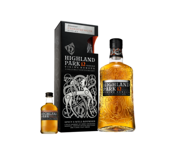 Highland Park 12 yo, Viking Honour, 40% (INKL. Highland Park Cask Strength Release 3 miniature)